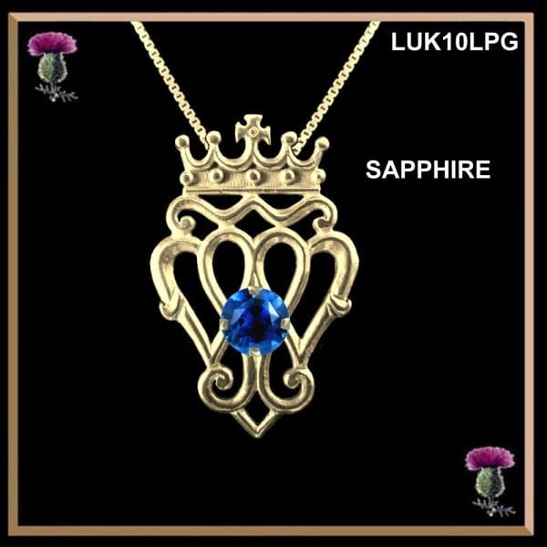 Queen Mary Medium Luckenbooth Gold Scottish Pendant with Gemstone