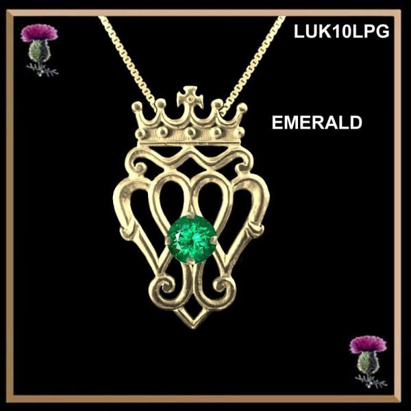 Queen Mary Medium Luckenbooth Gold Scottish Pendant with Gemstone