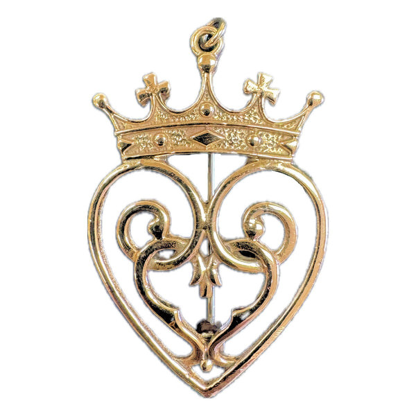 Scottish Luckenbooth Pendant, Queen Mary, 10K or 14K Gold, Large Necklace