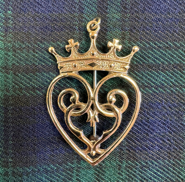 Scottish Luckenbooth Brooch, Queen Mary, 10K or 14K Solid Gold, Large Pin