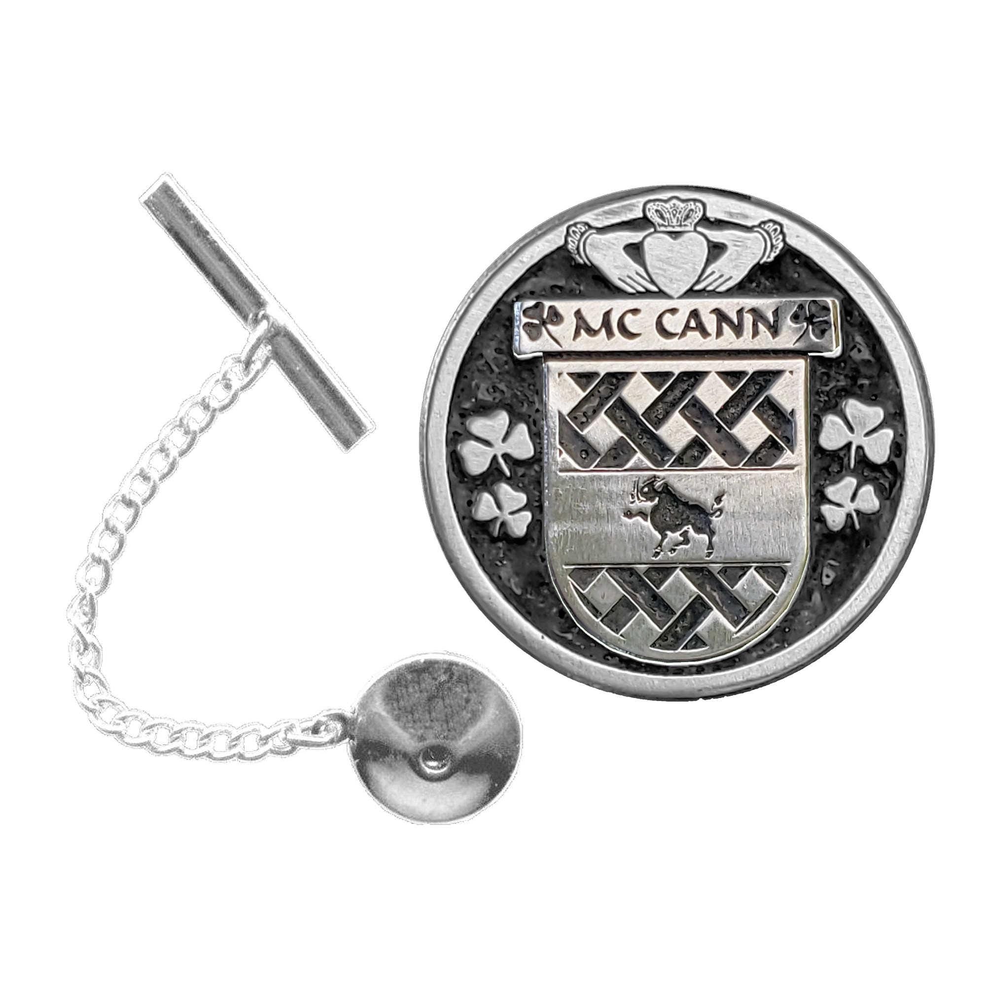 McCann Irish Coat of Arms Disk Lapel Pin/ Tie Tack