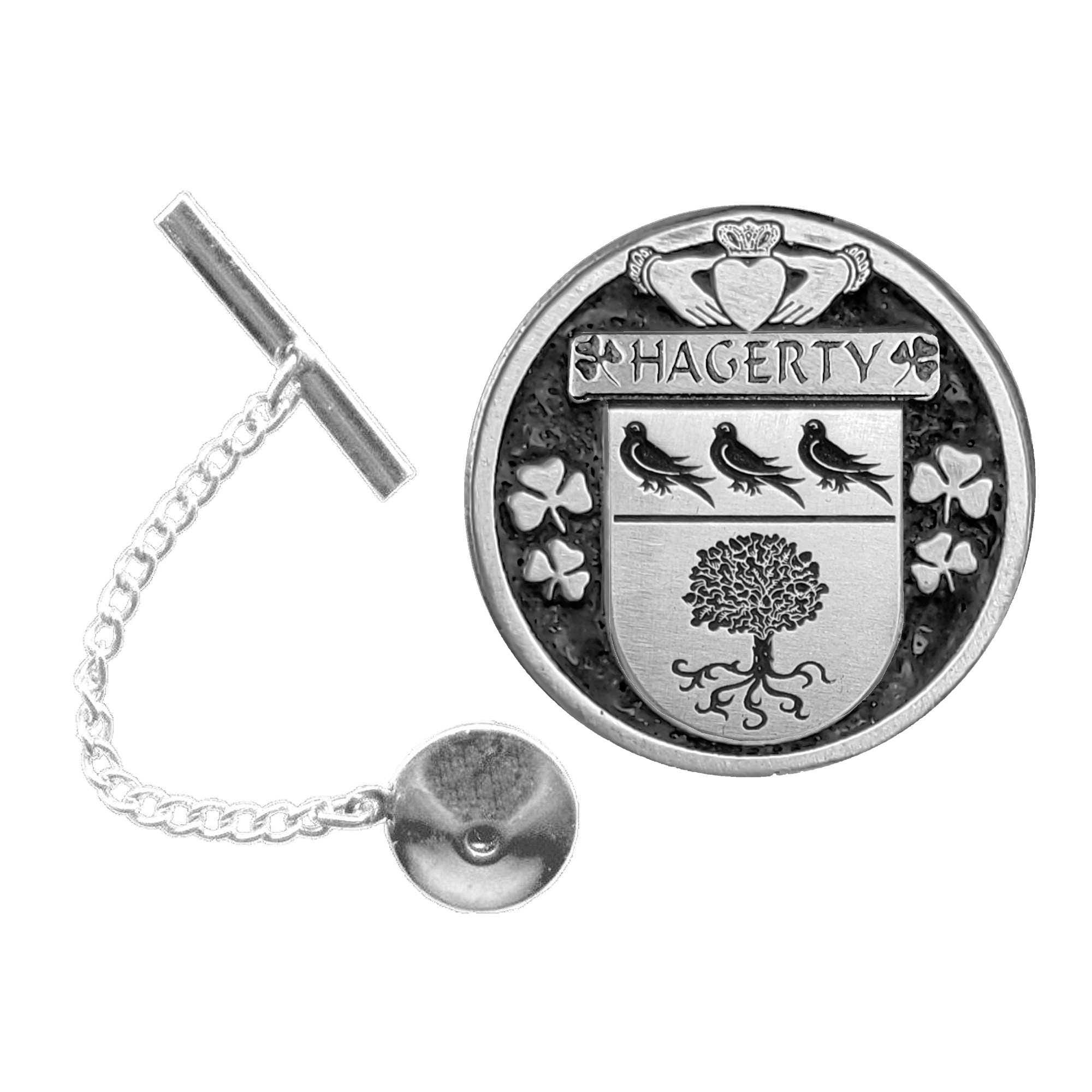 Hagerty Irish Coat of Arms Disk Lapel Pin/ Tie Tack