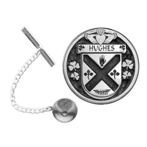 Hughes Irish Coat of Arms Disk Lapel Pin/ Tie Tack