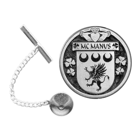 McManus Irish Coat of Arms Disk Lapel Pin/ Tie Tack