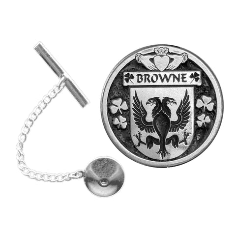 Browne Irish Coat of Arms Disk Lapel Pin/ Tie Tack