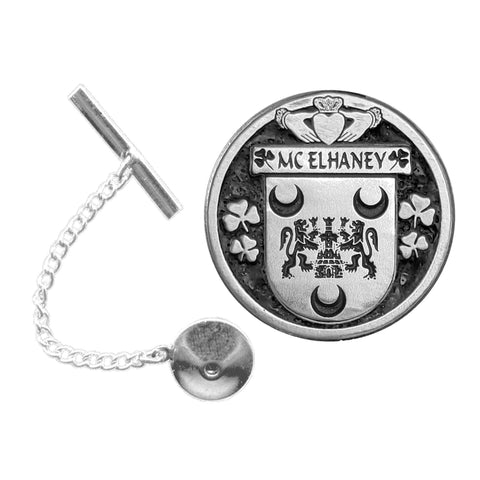 McElhaney Irish Coat of Arms Disk Lapel Pin/ Tie Tack