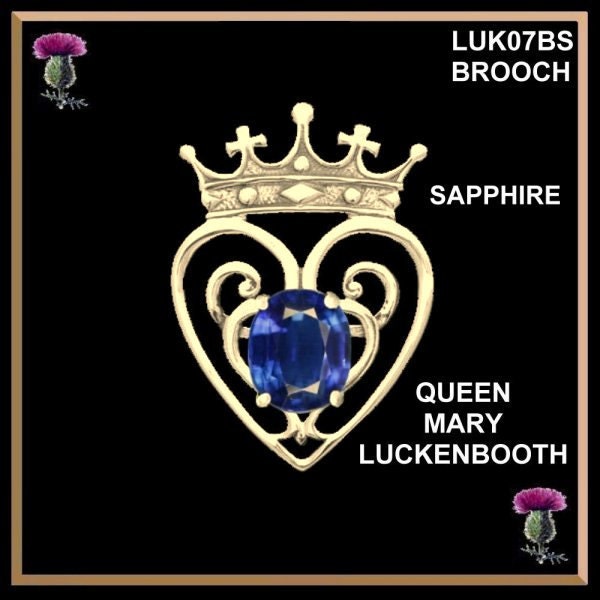 Scottish Luckenbooth Queen Mary Brooch, Gold Gemstone Pin