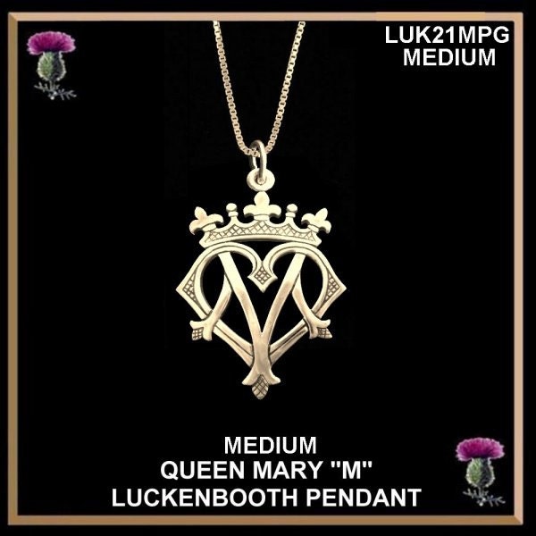 Queen Mary "M" Medium Luckenbooth Pendant - 14 Karat