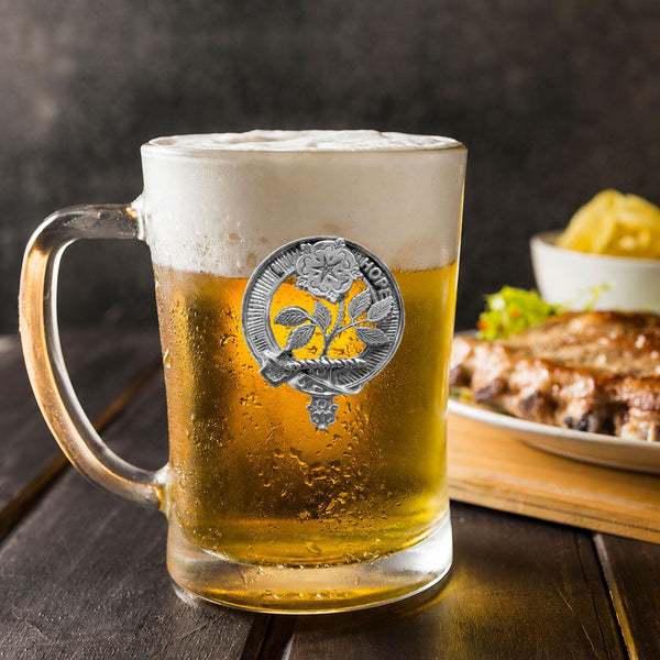 Learmont Clan Crest Badge Glass Beer Mug