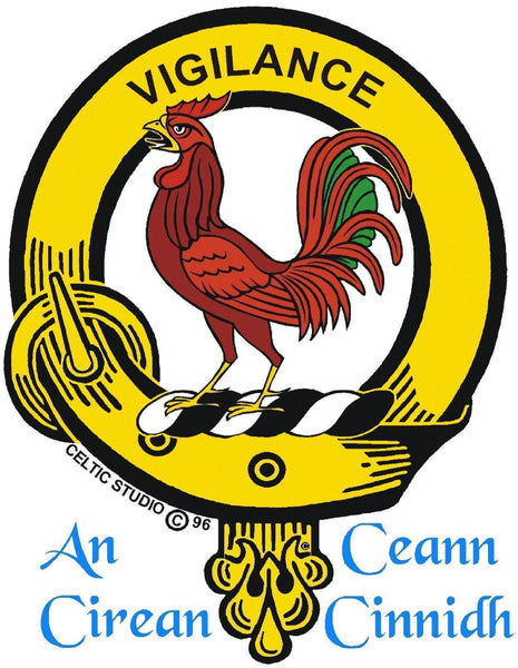 Laing (Rooster) Clan Crest Badge Glass Beer Mug
