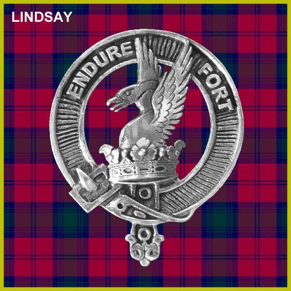 Lindsay Clan Crest Badge Glass Beer Mug