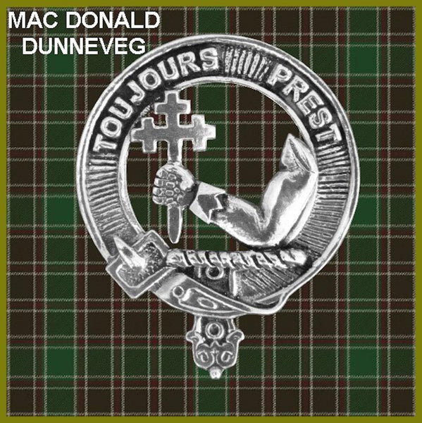 MacDonald Dunneveg Clan Crest Badge Glass Beer Mug