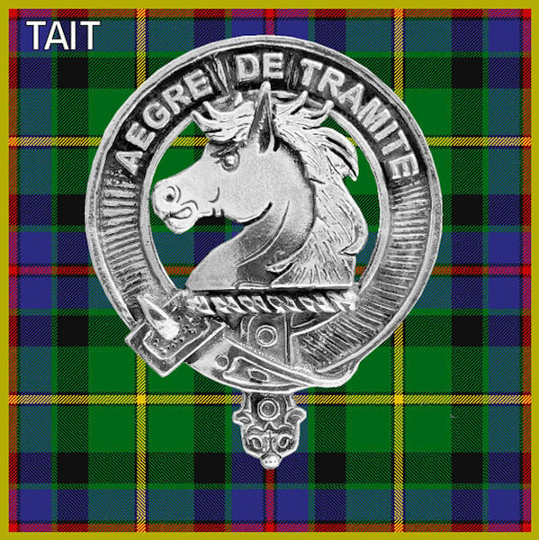 Tait Clan Crest Badge Glass Beer Mug