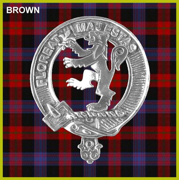 Brown Clan Crest Badge Glass Beer Mug