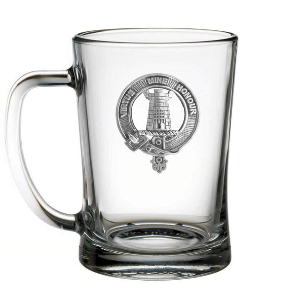 MacLean Clan Crest Badge Glass Beer Mug