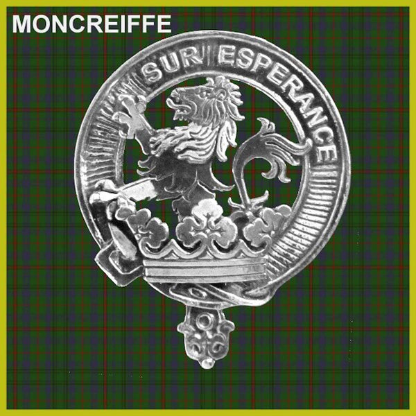a silver emblem with a lion and a crown, set against a green and yellow plaid background.