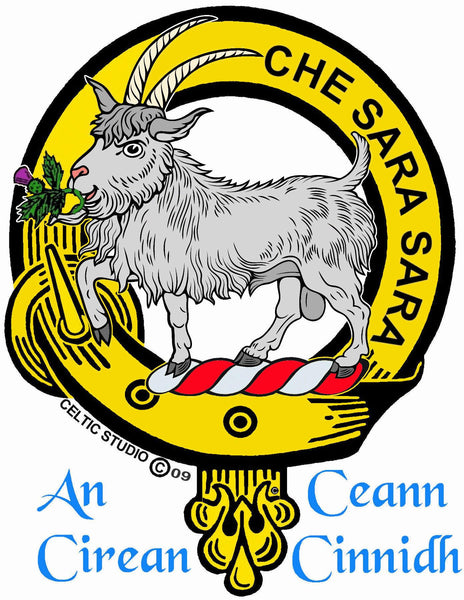 Russell (Goat Old) Clan Crest Badge Glass Beer Mug