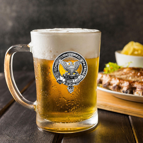 United States Navy Badge Glass Beer Mug
