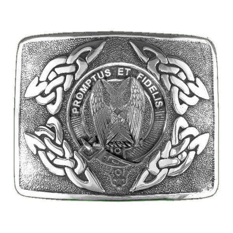 Carruthers Society Clan Crest Interlace Kilt Buckle, Scottish Badge - Celtic Studio
