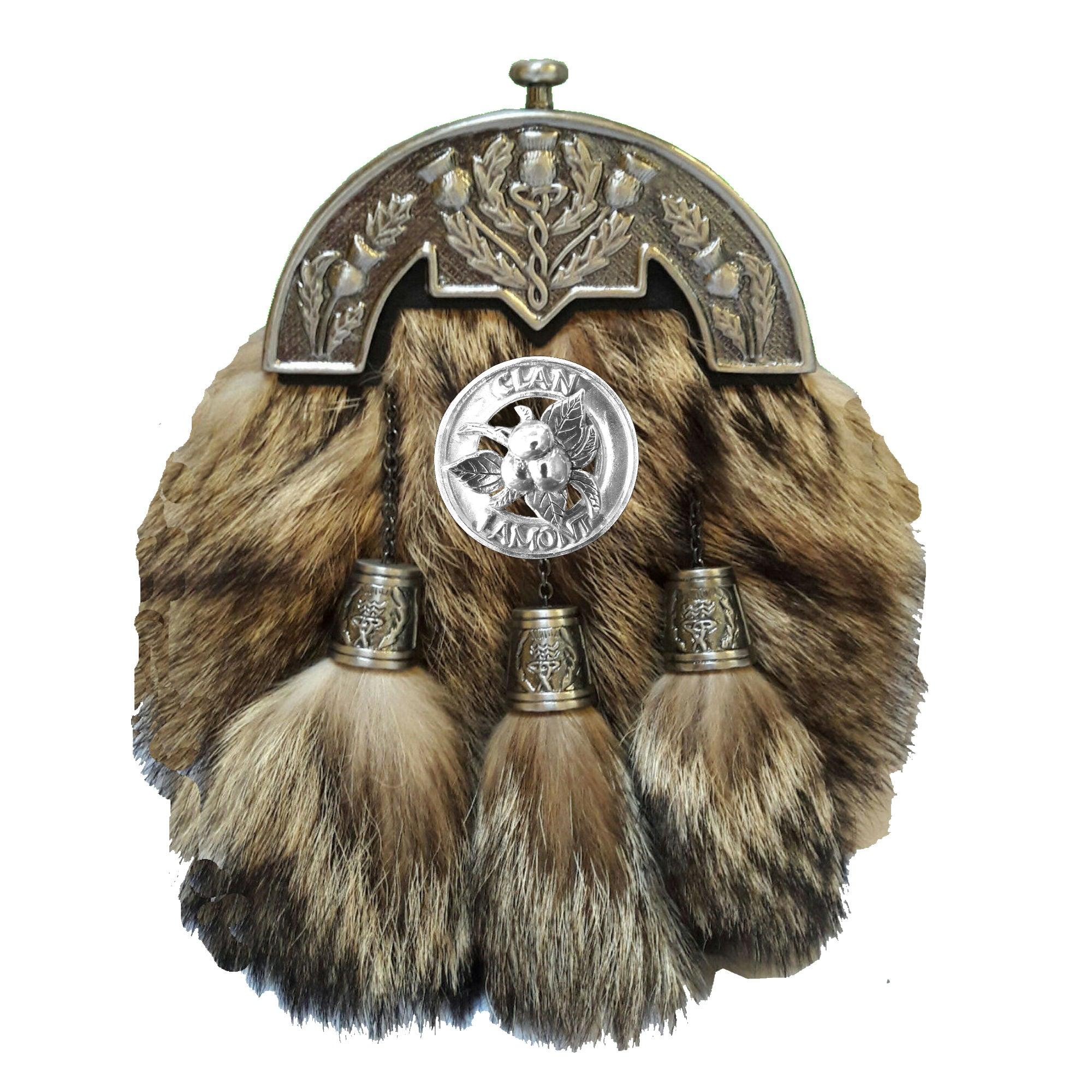 Lamont Crabapple Scottish Clan Crest Badge Dress Fur Sporran - Celtic Studio