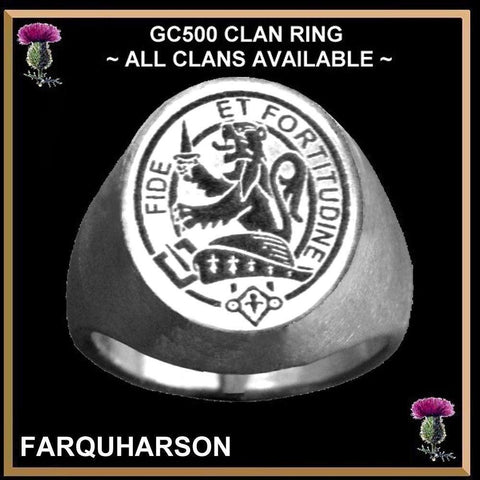 Farquharson Scottish Clan Ring Sterling Silver GC500, Family Crest, Seal, - All Clans