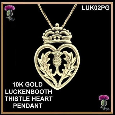 Scottish Luckenbooth Thistle Sterling Silver Pendant ~ 10K Gold