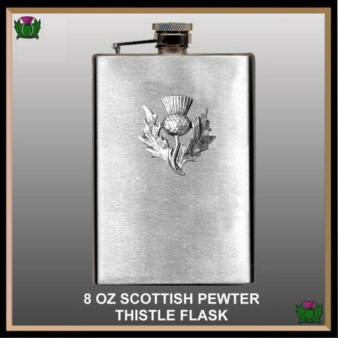 8oz Thistle Scottish Badge Flask Stainless Liquor Bottle