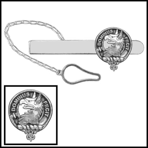 Baird Clan Crest Scottish Button Loop Tie Bar ~ Sterling silver