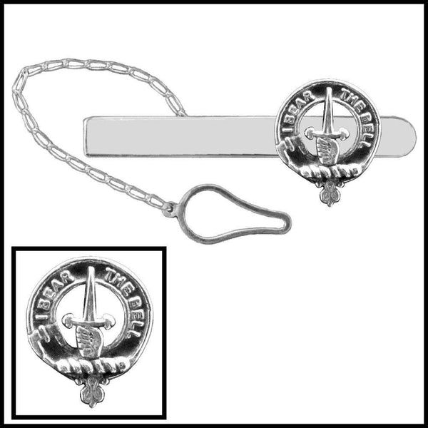 Bell Clan Crest Scottish Button Loop Tie Bar ~ Sterling silver