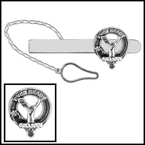Burns Clan Crest Scottish Button Loop Tie Bar ~ Sterling silver