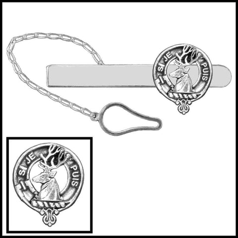Colquhoun Clan Crest Scottish Button Loop Tie Bar ~ Sterling silver