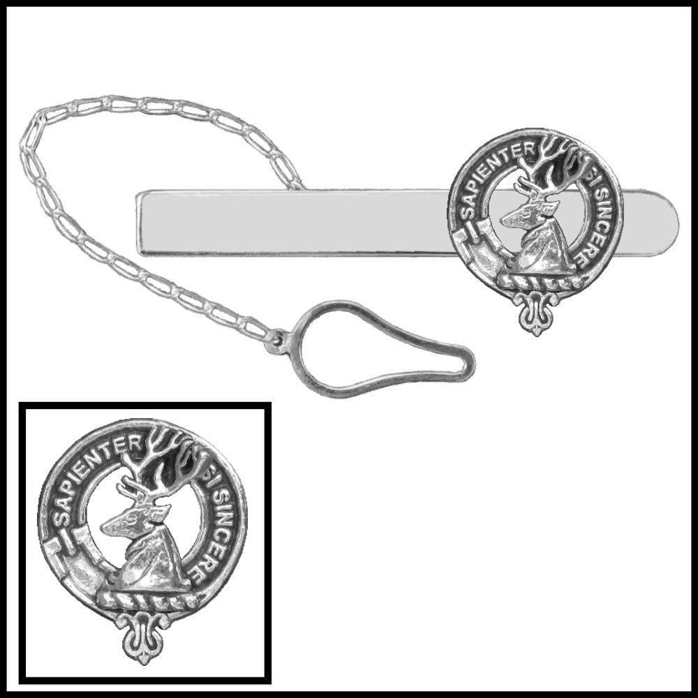 Davidson Clan Crest Scottish Button Loop Tie Bar ~ Sterling silver
