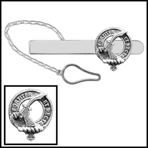 Elliott Clan Crest Scottish Button Loop Tie Bar ~ Sterling silver
