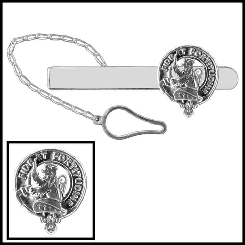 Farquharson Clan Crest Scottish Button Loop Tie Bar ~ Sterling silver