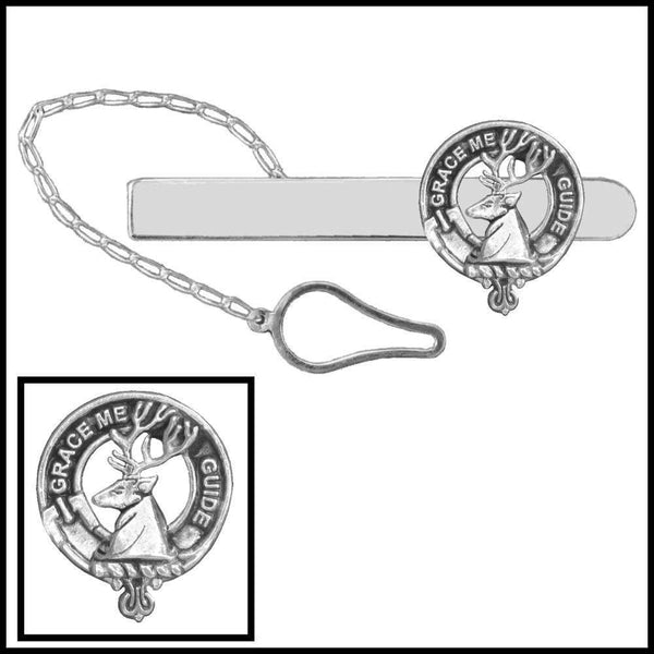 Forbes Clan Crest Scottish Button Loop Tie Bar ~ Sterling silver