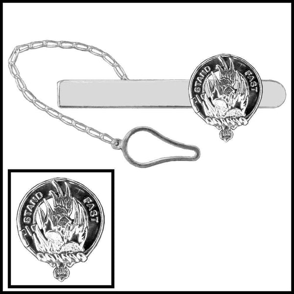 Grant Clan Crest Scottish Button Loop Tie Bar ~ Sterling silver