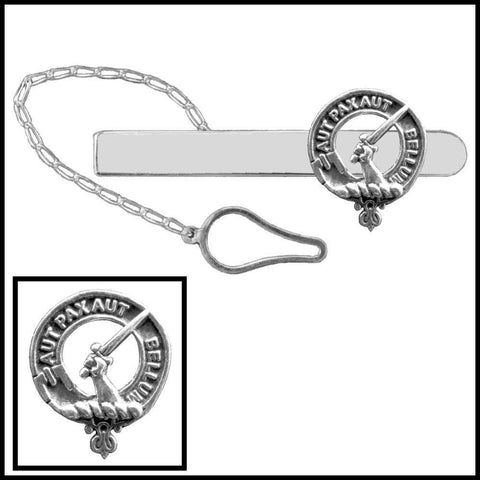 Gunn Clan Crest Scottish Button Loop Tie Bar ~ Sterling silver