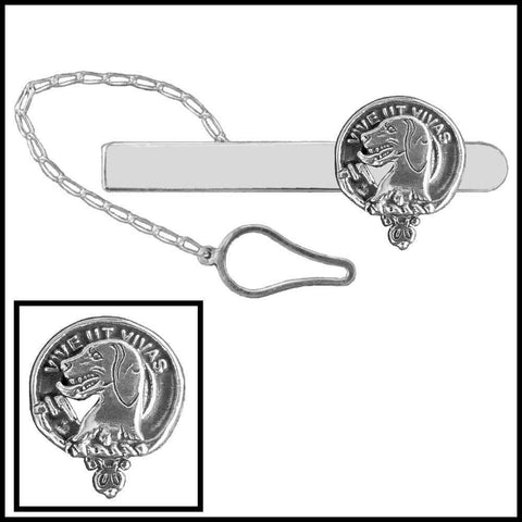 Hall Clan Crest Scottish Button Loop Tie Bar ~ Sterling silver