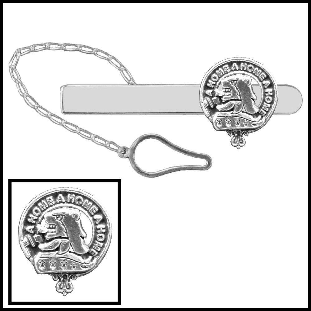 Home Clan Crest Scottish Button Loop Tie Bar ~ Sterling silver