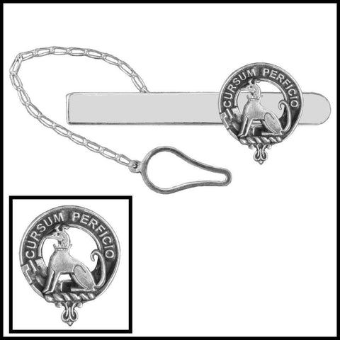 Hunter Clan Crest Scottish Button Loop Tie Bar ~ Sterling silver