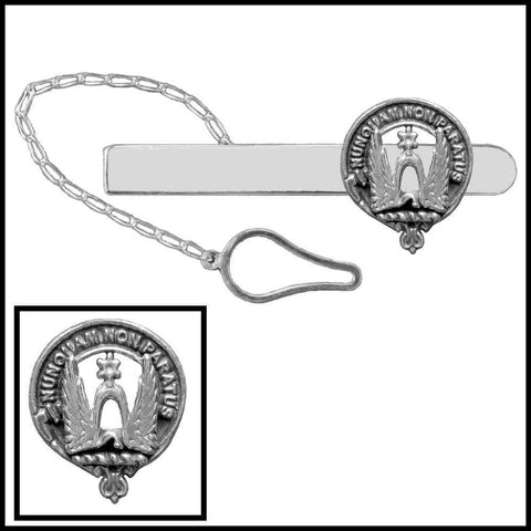 Johnston Clan Crest Scottish Button Loop Tie Bar ~ Sterling silver