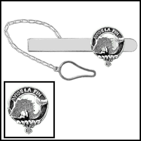 Kennedy Clan Crest Scottish Button Loop Tie Bar ~ Sterling silver