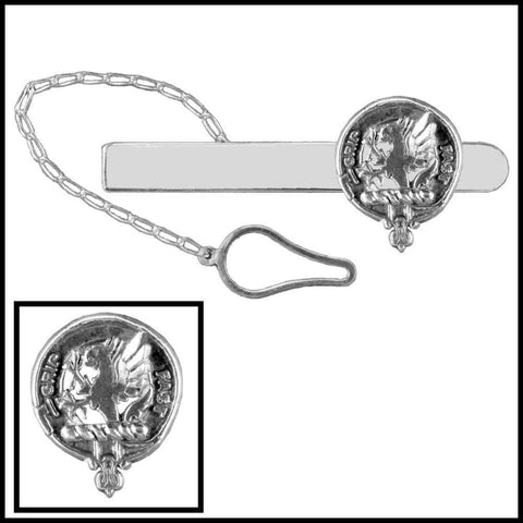 Leslie Clan Crest Scottish Button Loop Tie Bar ~ Sterling silver