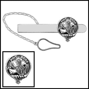 MacFie Clan Crest Scottish Button Loop Tie Bar ~ Sterling silver