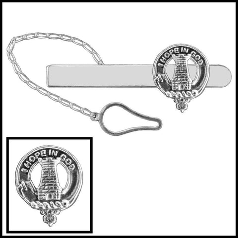 MacNaughton Clan Crest Scottish Button Loop Tie Bar ~ Sterling silver