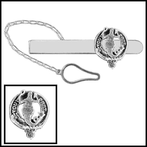 Murray Clan Crest Scottish Button Loop Tie Bar ~ Sterling silver