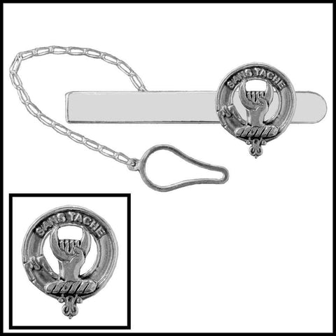 Napier Clan Crest Scottish Button Loop Tie Bar ~ Sterling silver