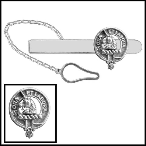 Ramsay Clan Crest Scottish Button Loop Tie Bar ~ Sterling silver