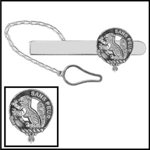 Sutherland Clan Crest Scottish Button Loop Tie Bar ~ Sterling silver