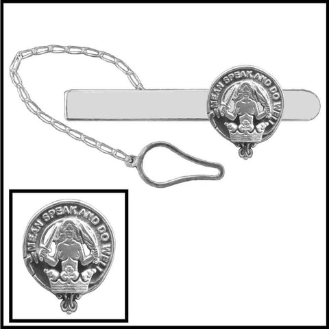 Urquhart Clan Crest Scottish Button Loop Tie Bar ~ Sterling silver